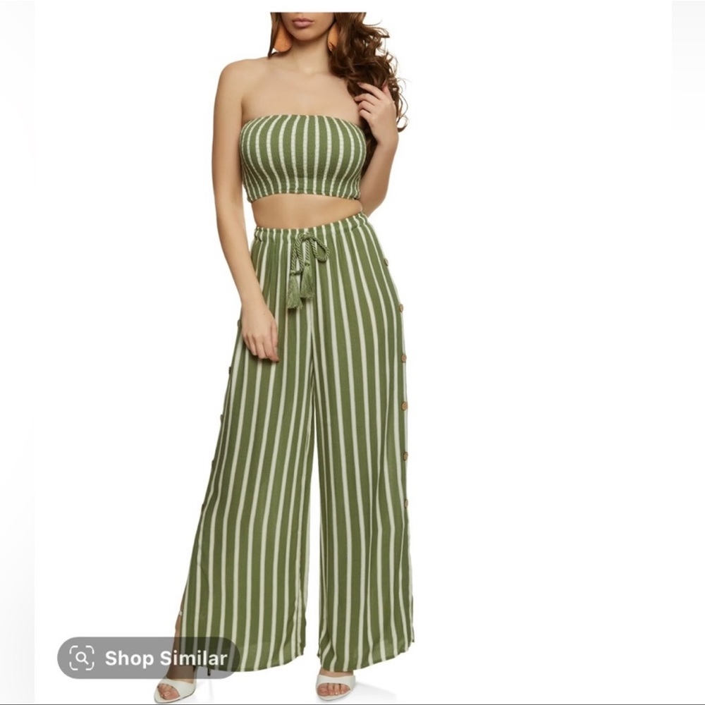 Wide leg pants with Crop top - two piece set